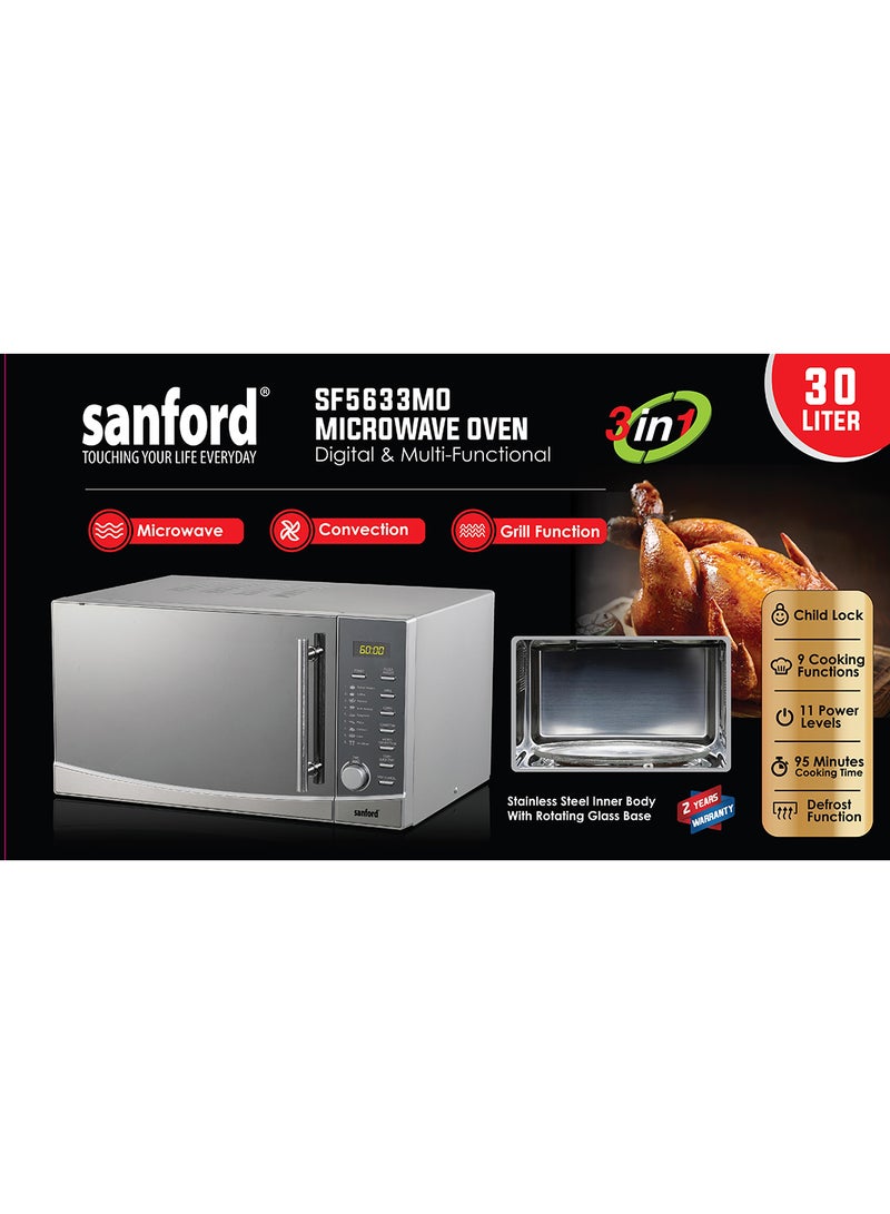 SANFORD MICROWAVE OVEN 30.0 LT WITH CONVECTION 30 L 2200 W SF5633MO BS Silver