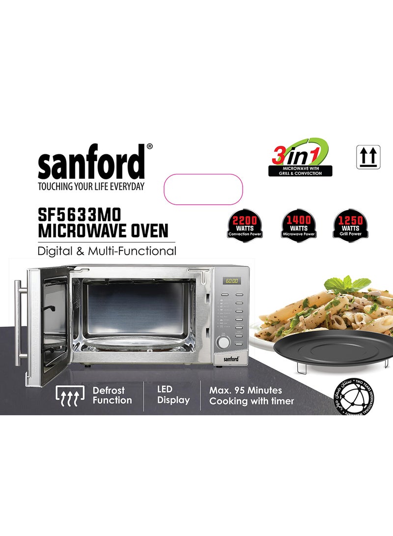 SANFORD MICROWAVE OVEN 30.0 LT WITH CONVECTION 30 L 2200 W SF5633MO BS Silver