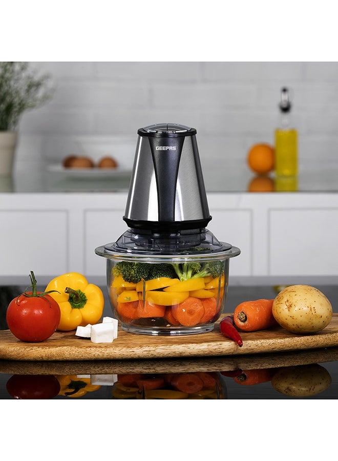 Multi Chopper (Mini Food Processor) 1.2L Glass Jar Bowl, 4 Stainless Steel Blades, Adjustable Speed 1.2 L 400 W GMC42014UK Silver