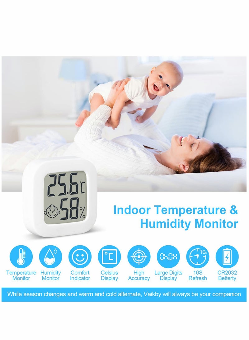 Room Thermometer, Indoor Thermometer Hygrometer, Mini Digital Temperature Humidity Meter Gauge Monitor, Large LCD Display Celsius for House, Greenhouse, Baby, Office, Home, Garden, Cellar(4Pack )