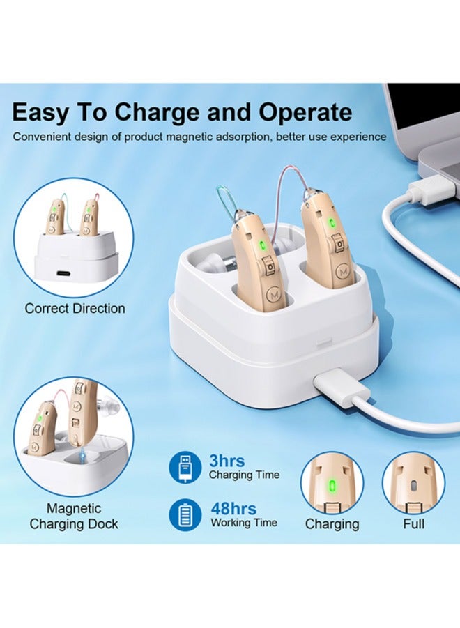 Rechargeable Hearing Aids for Seniors, Noise Cancelling, Invisible Digital Sound Amplifier with Charging Case