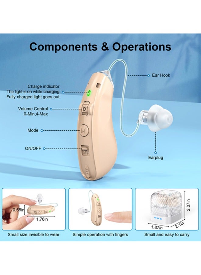 Rechargeable Hearing Aids for Seniors, Noise Cancelling, Invisible Digital Sound Amplifier with Charging Case