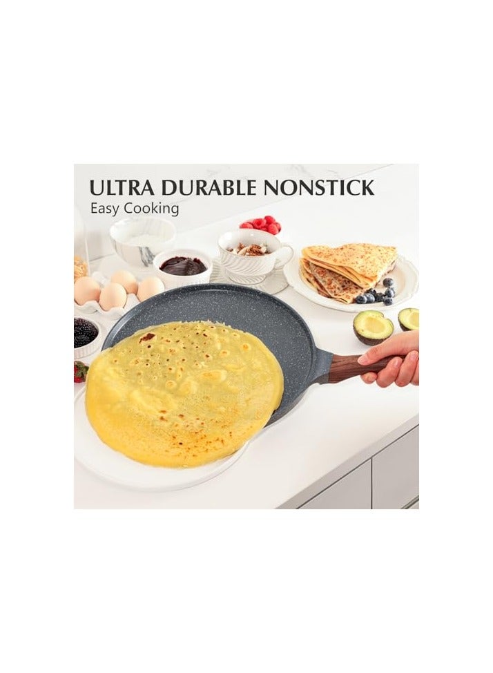 Nonstick Crepe Pan, Swiss Granite Coating Dosa Pan Pancake Flat Skillet Tawa Griddle 10-Inch With Stay-Cool Handle nonstick coating, approved. free, ,safe & healthy.