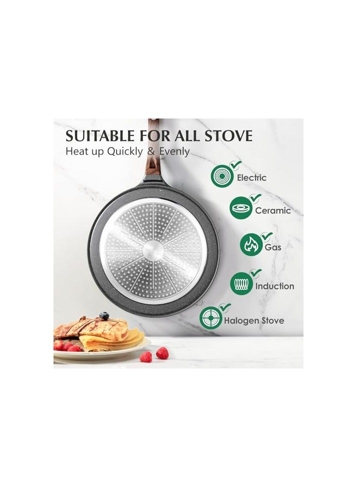 Nonstick Crepe Pan, Swiss Granite Coating Dosa Pan Pancake Flat Skillet Tawa Griddle 10-Inch With Stay-Cool Handle nonstick coating, approved. free, ,safe & healthy.