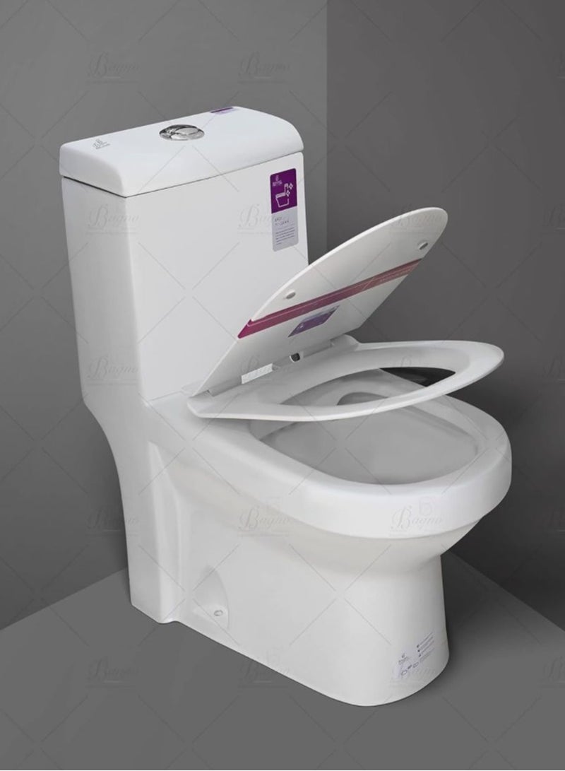 Bebagno WC01 Frameless White Floor Mounted Water Closet with Toilet Seat Cover