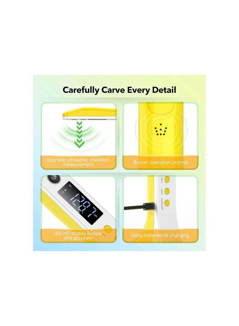 Portable Cordless Ultrasound Stadiometer for Height Measurement, 30cm-220cm (11.8in-86.6in) with Temperature Display, Ideal for Children and Adults, Precision Room Decor.