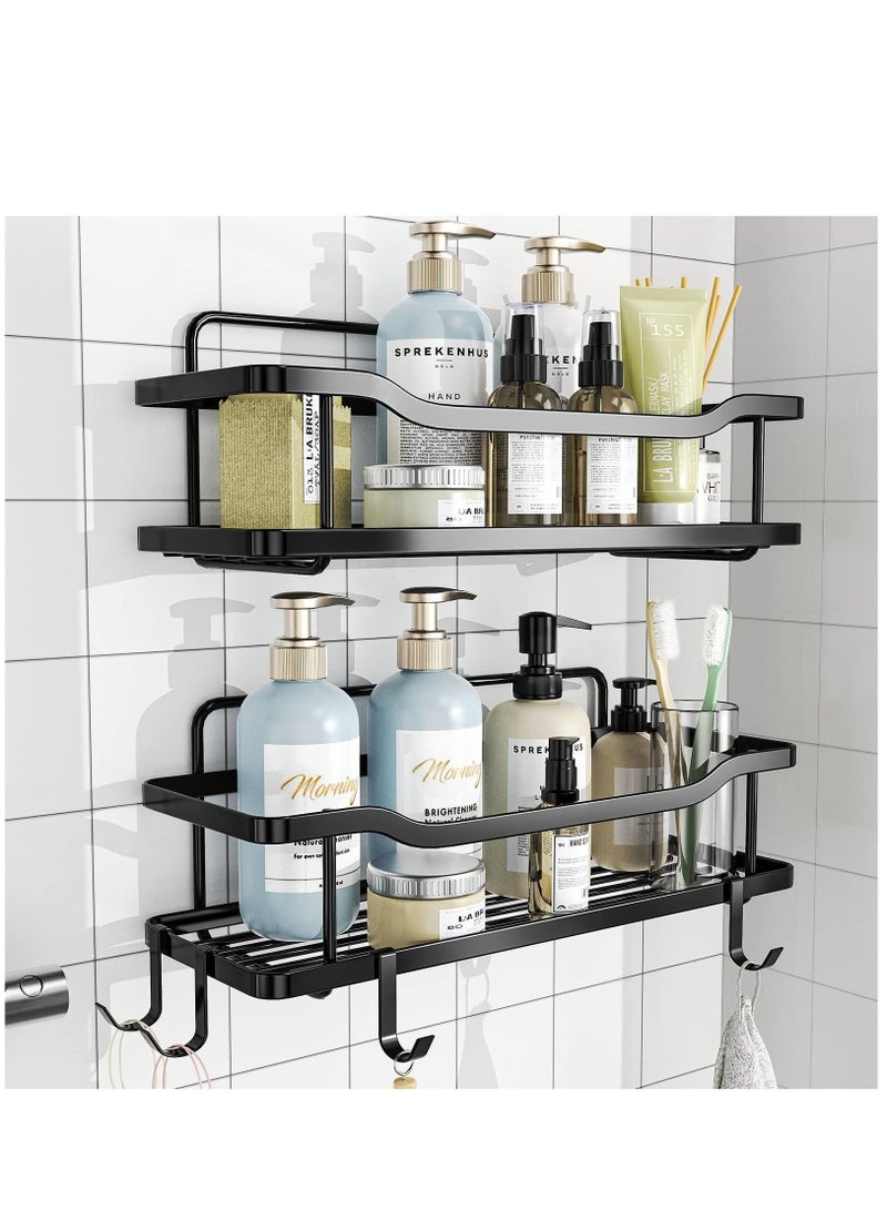 2-Pack Adhesive Shower Caddy Shower Shelf No Drilling Rustproof Stainless Steel Shower Organizer for Inside Shower & Kitchen Storage