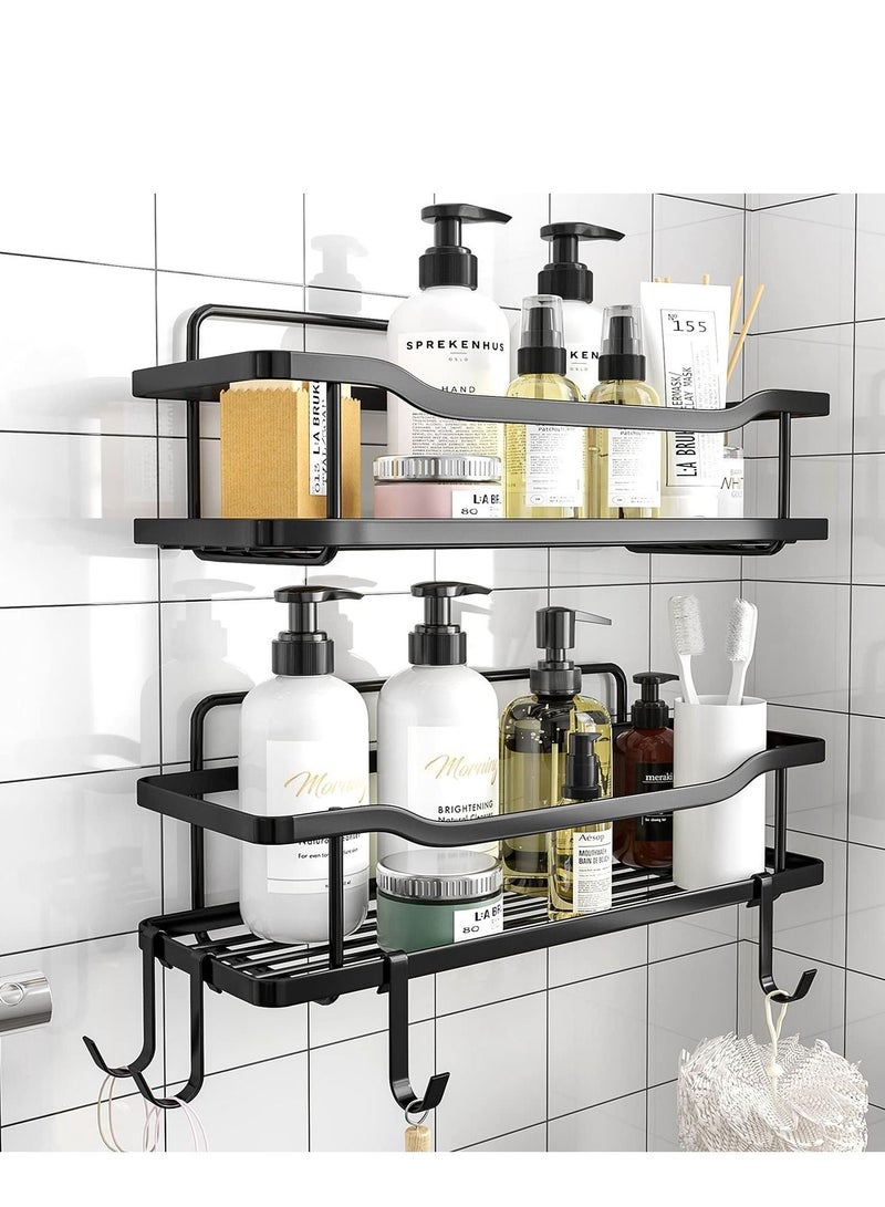 2-Pack Adhesive Shower Caddy Shower Shelf No Drilling Rustproof Stainless Steel Shower Organizer for Inside Shower & Kitchen Storage