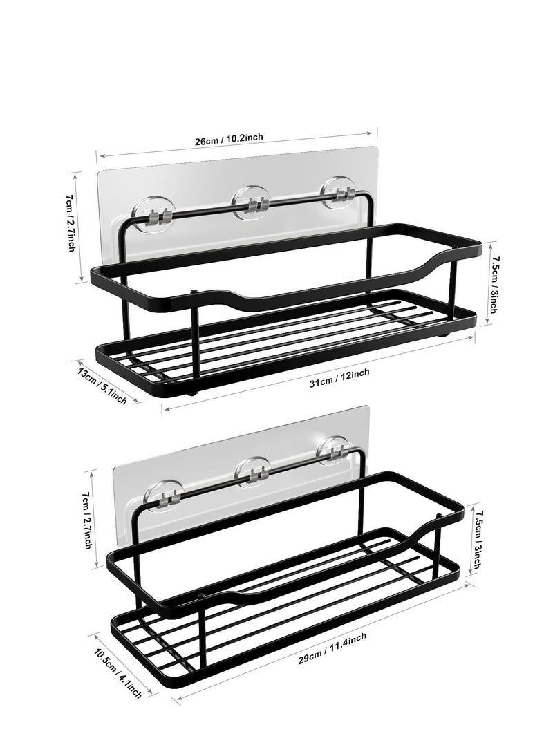 2-Pack Adhesive Shower Caddy Shower Shelf No Drilling Rustproof Stainless Steel Shower Organizer for Inside Shower & Kitchen Storage