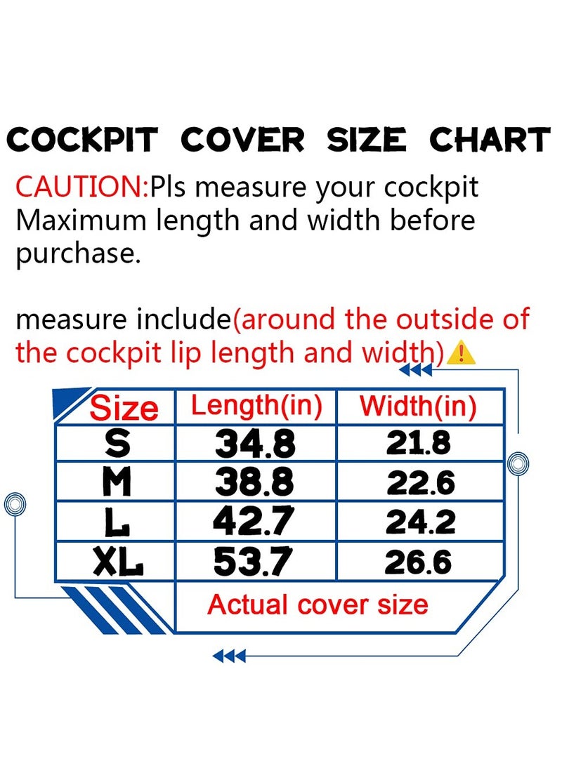 Adjustable UV60+ 420D Oxford Kayak Cockpit Cover - Dust and Sun Protection for Indoor/Outdoor Storage, Fits Cockpits Up to 53.5 x 26.6 Inches, Ideal Kayak and Canoe Accessory.