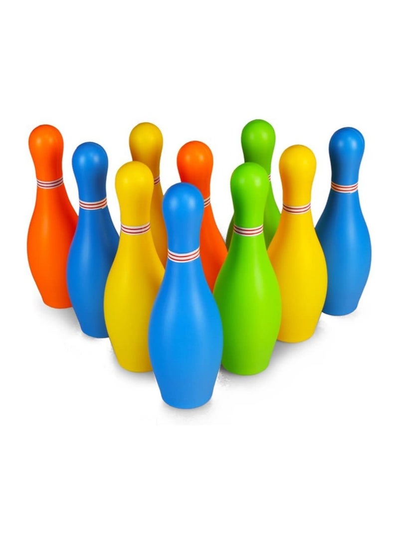 Fingers Kids Bowling Ball Pin Set Including 10 Bowling Pins & 2 Bowling Balls Multicolor Large With Tray Holder