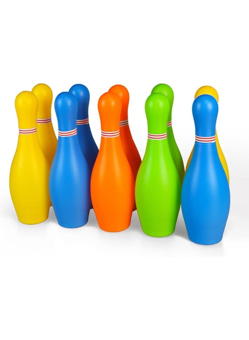 Fingers Kids Bowling Ball Pin Set Including 10 Bowling Pins & 2 Bowling Balls Multicolor Large With Tray Holder