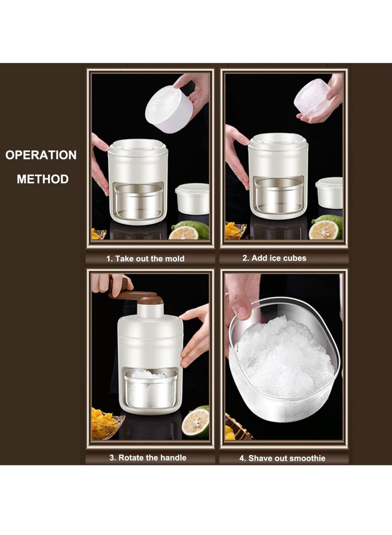 Portable Ice Crusher With Thickened Stainless Steel Blades And Ice Tray, Manual, White