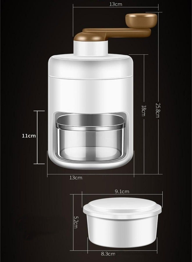 Portable Ice Crusher With Thickened Stainless Steel Blades And Ice Tray, Manual, White