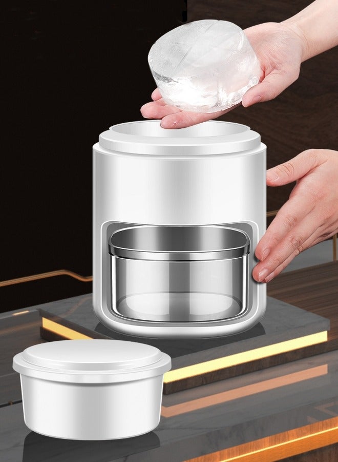 Portable Ice Crusher With Thickened Stainless Steel Blades And Ice Tray, Manual, White