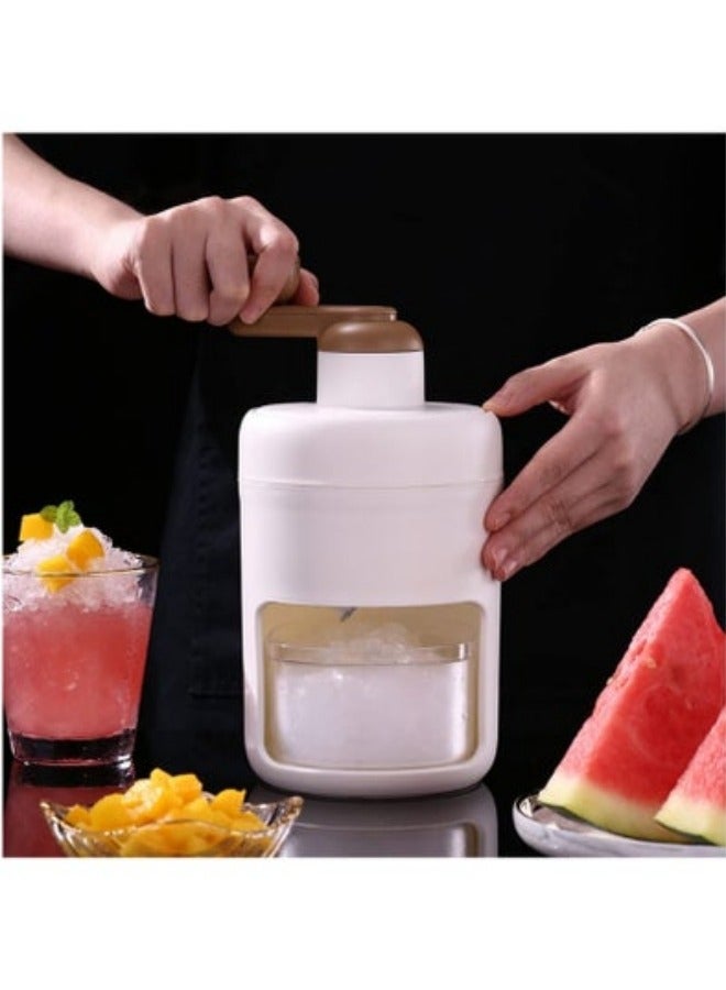 Portable Ice Crusher With Thickened Stainless Steel Blades And Ice Tray, Manual, White