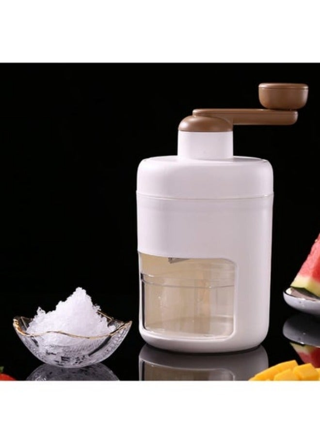 Portable Ice Crusher With Thickened Stainless Steel Blades And Ice Tray, Manual, White