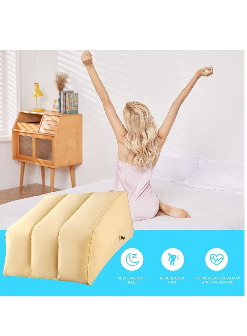 Multifunctional Inflatable Leg Elevation Rest Wedge Pillow Cushion Beige