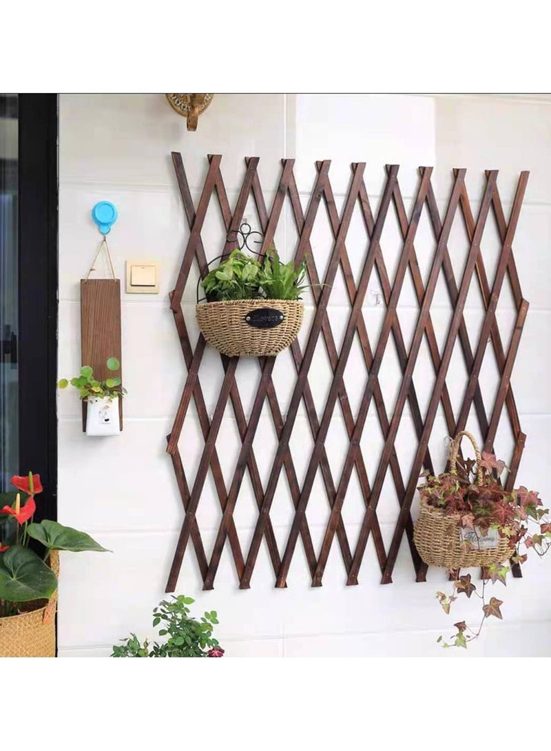 Portable Wooden Lattice Wall Fence Panel Expandable Plant Hanging Frame Trellis Plant Support White 105cm 4pcs