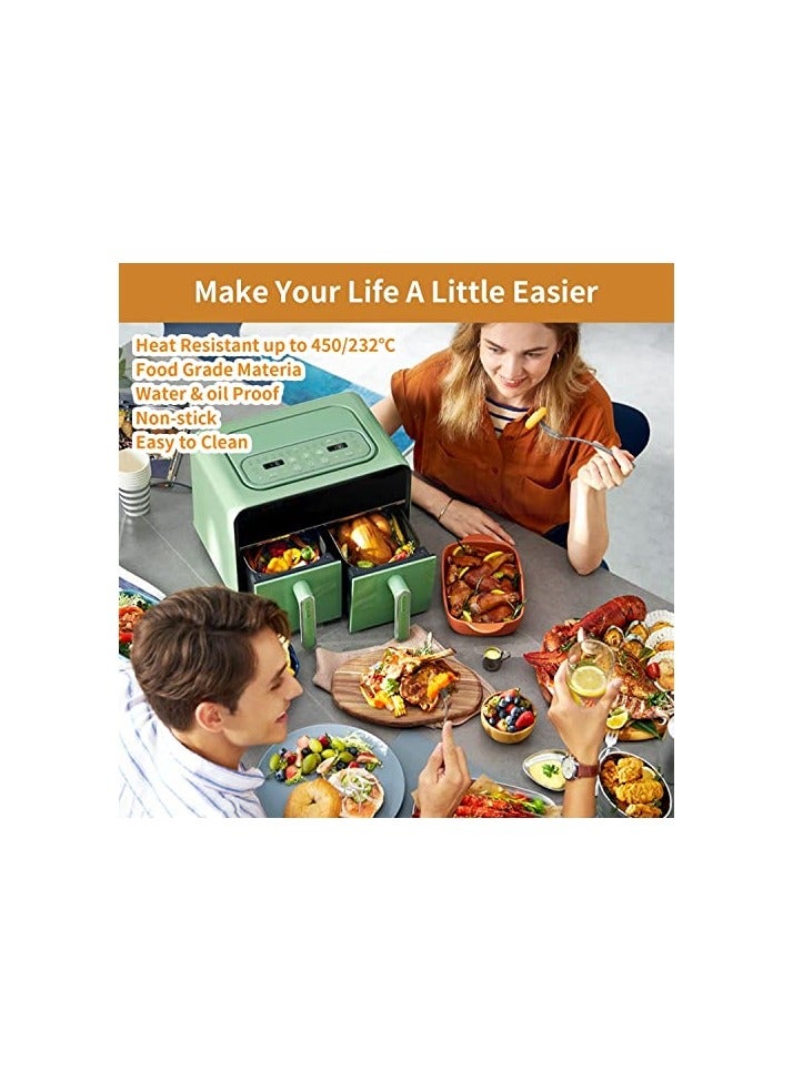 Air Fryer 100 Pcs Rectangular Paper Liners Disposable for Dual Air Fryer with 2 Baskets 8 Qt/7 Liter and above