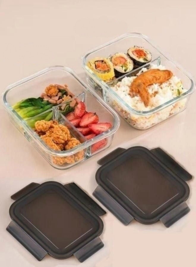 High Borosilicate Glass Microwaveable Large Lunch Boxes Divider Fruit Lunch Box