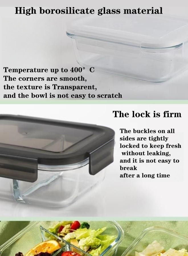 High Borosilicate Glass Microwaveable Large Lunch Boxes Divider Fruit Lunch Box