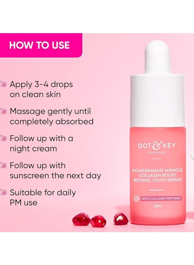 Dot & Key Pomegranate & Retinol Anti Ageing Serum for Face| Boosts Collagen | Reduces Fine Lines & Wrinkles| For Mature, Combination & Dry Skin | Fights Signs of Ageing, 25ml