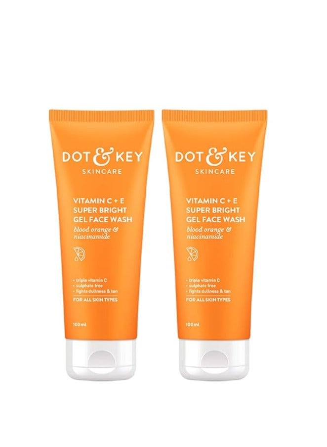 Dot & Key Vitamin C + E Super Bright Gel Face Wash Combo (Pack of 2, 100gm each) | For Glowing And Brightening Skin | All Skin Types|With Triple Vitamin C, Fades Dark Spots & Pigmentation