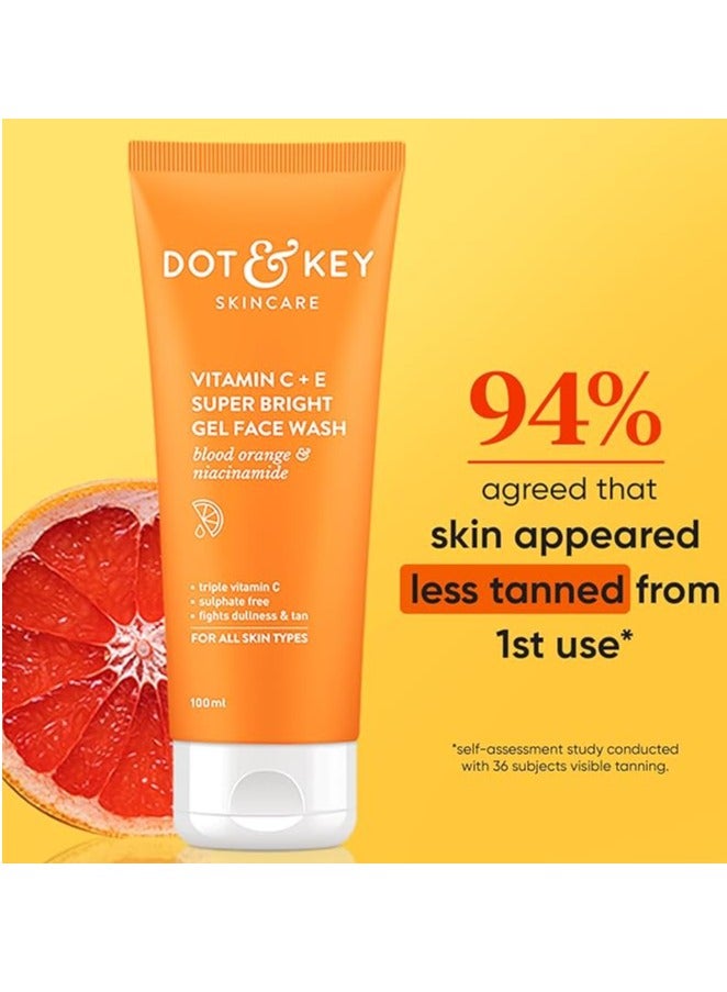 Dot & Key Vitamin C + E Super Bright Gel Face Wash Combo (Pack of 2, 100gm each) | For Glowing And Brightening Skin | All Skin Types|With Triple Vitamin C, Fades Dark Spots & Pigmentation