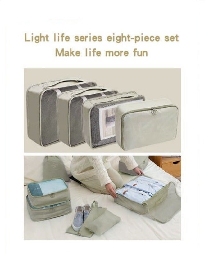 Travel Organizer Bags Set,9-Piece Packing Cubes Set With Foldable Toiletry Bag,Portable Travel Packing Pouches For Man And Women Travel,Beige