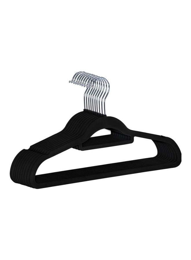 10-Piece Flocking Hanger Set Black 45x24.5x0.5cm