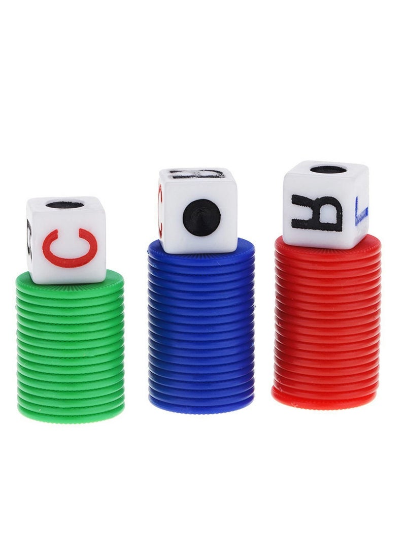 Interactive Game Dice Set with 4 Colorful Tubes and Plastic Counters for Fun LCR Dice Games for Kids and Adults