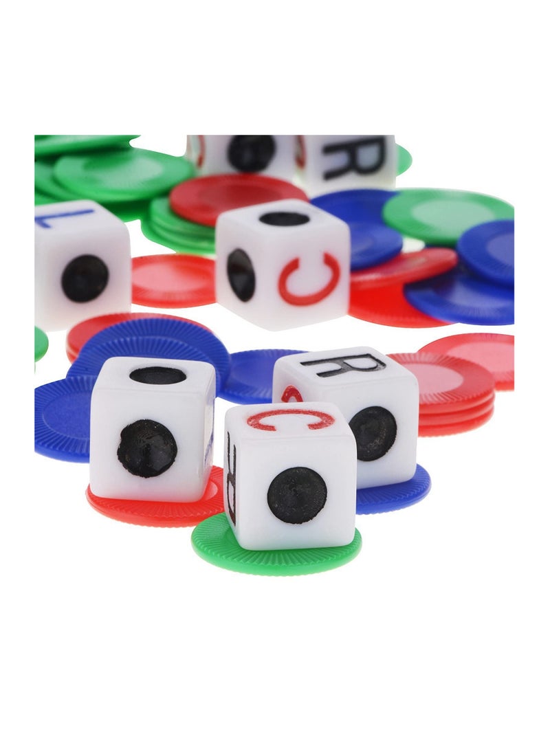 Interactive Game Dice Set with 4 Colorful Tubes and Plastic Counters for Fun LCR Dice Games for Kids and Adults