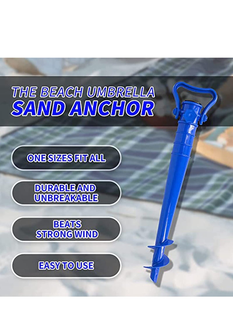 2PCS Adjustable Beach Umbrella Ground Anchor Spike Stretch Sand Stand Holder for Sun Beach Garden Patio Fishing Pole Blue