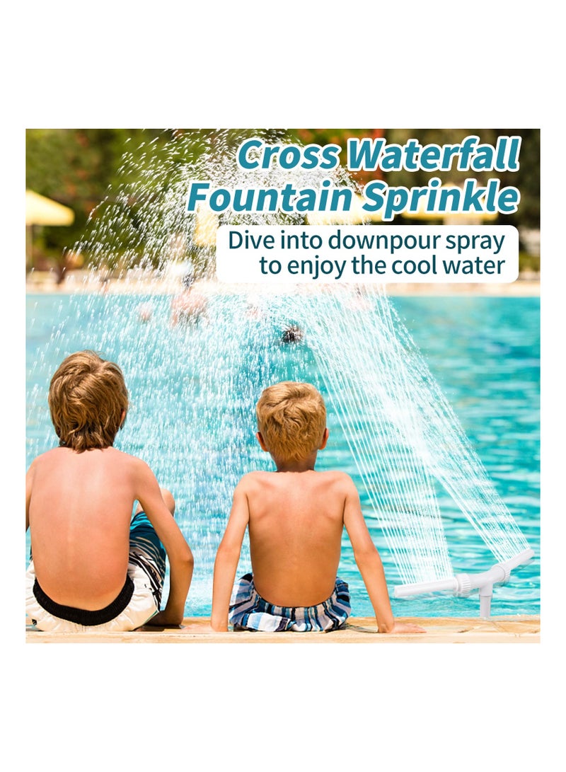 Dual Spray Water Fountain for Swimming Pools - Upgrade Your Above/Inground Waterfall Cooler with Adjustable 2-in-1 Nozzle, High Pressure Pond Aerator, and Garden Sprinkler Feature for Outdoor Decor.