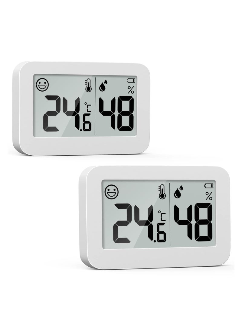 2-Pack Mini Hygrometer Indoor Thermometer - High Accuracy Temperature and Humidity Monitor, Digital Humidity Gauge with Fahrenheit (℉) for Greenhouse, Baby Room, and Closet Use.