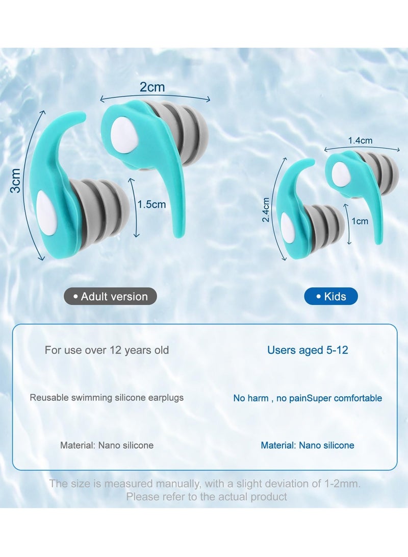 3 Pairs Swimming Earplugs for Kids, Soft Silicone Waterproof Swimming Earplugs, Kids' Reusable Swimming Earplugs for Swimming, Surfing, Diving, Showering for Kids Aged 5~12 Years