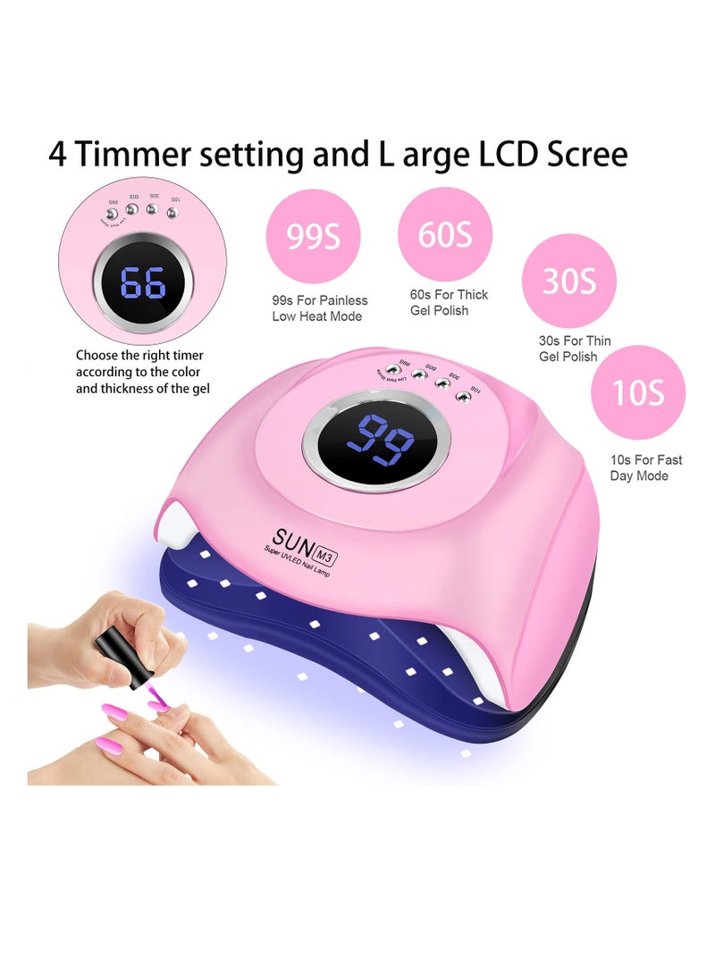 UV LED Nail Lamp180W UV Light Nail Dryer for Nails Gel Polish with 45 Lamp Beads 4 Timer Setting LCD Touch Display Screen Auto Sensor Professional Nail Light UV Nail Lamp for Gel Nails