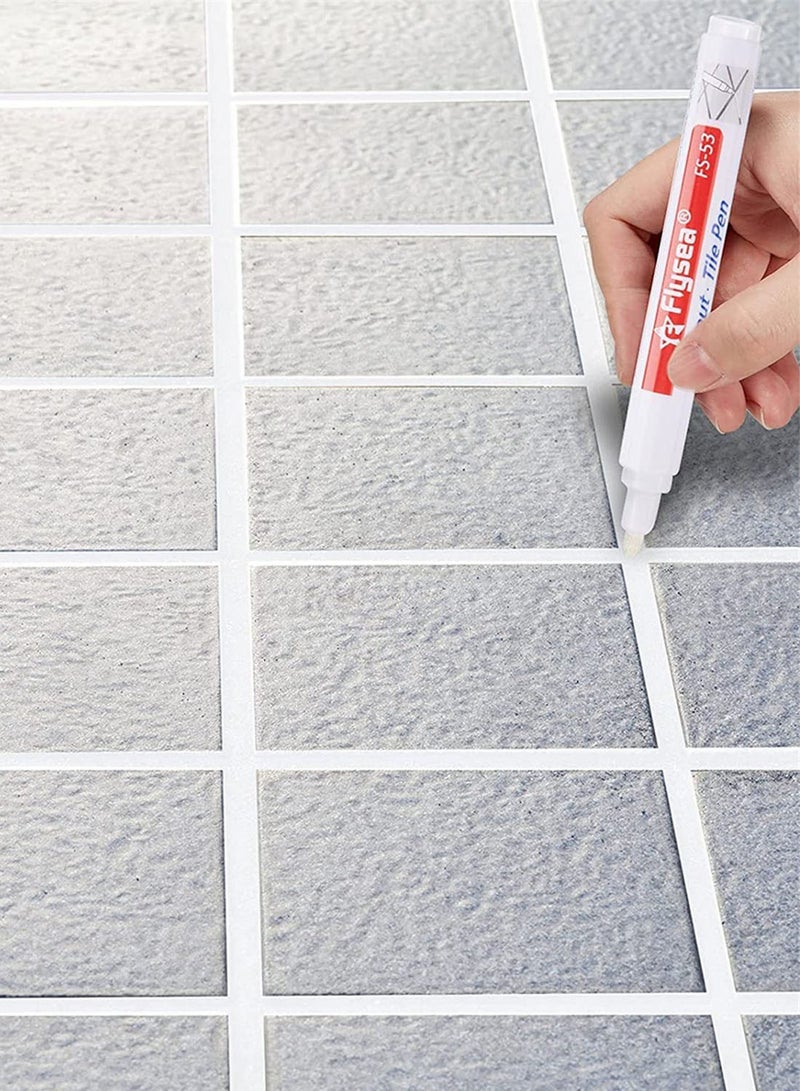 6 Pack Tile Grout Repair Marker Pen for Restoring Wall and Floor Grout in Bathrooms and Kitchens - White Color