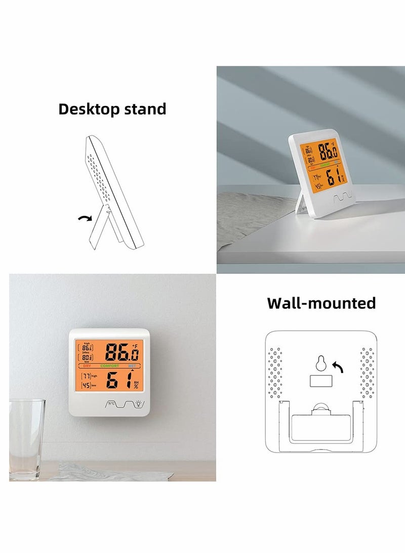 Backlight Screen Hygrometer Indoor Thermometer Temperature and Humidity Room Thermometer Humidity Gauge Indicator for Home Office Greenhouse Cellar Babyroom