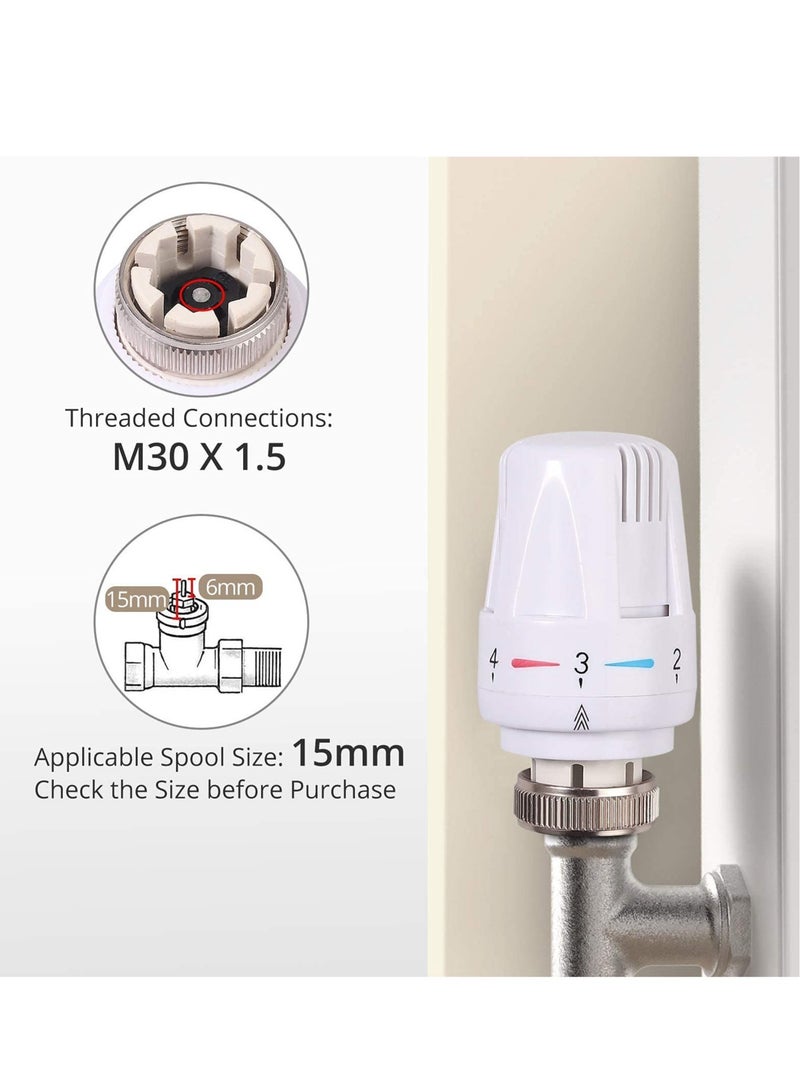 Thermostatic Radiator Valve 2 Pieces Thermostatic Valves Head Only Radiator Thermostat Head M30 x 1.5 Standard Radiator Valves Replacement Head for Home Office