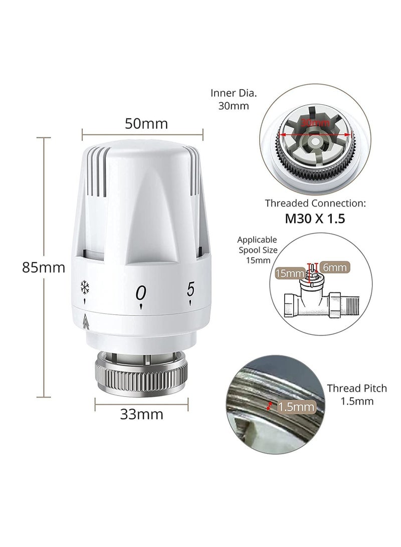 Thermostatic Radiator Valve 2 Pieces Thermostatic Valves Head Only Radiator Thermostat Head M30 x 1.5 Standard Radiator Valves Replacement Head for Home Office