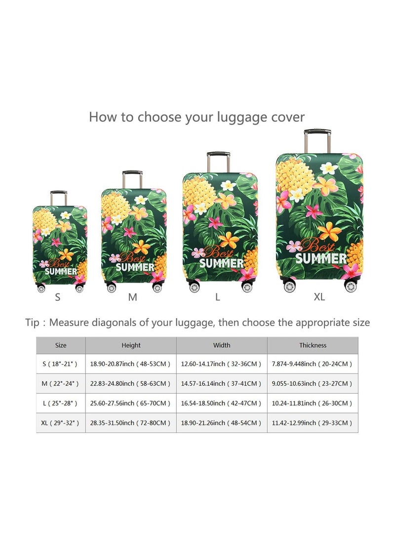 Travel Luggage Cover Washable Travel Gear Cover Baggage Suitcase Protector Fit for 25-28 Inch luggage Suitcase Spandex Protective Cover(L Tropical Pineapple)