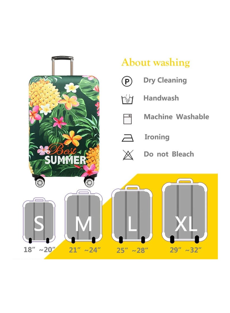 Travel Luggage Cover Washable Travel Gear Cover Baggage Suitcase Protector Fit for 25-28 Inch luggage Suitcase Spandex Protective Cover(L Tropical Pineapple)