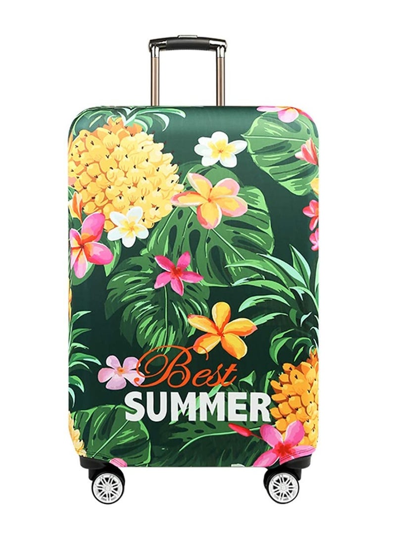 Travel Luggage Cover Washable Travel Gear Cover Baggage Suitcase Protector Fit for 25-28 Inch luggage Suitcase Spandex Protective Cover(L Tropical Pineapple)