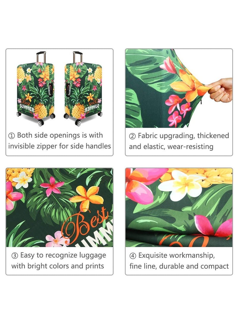 Travel Luggage Cover Washable Travel Gear Cover Baggage Suitcase Protector Fit for 25-28 Inch luggage Suitcase Spandex Protective Cover(L Tropical Pineapple)