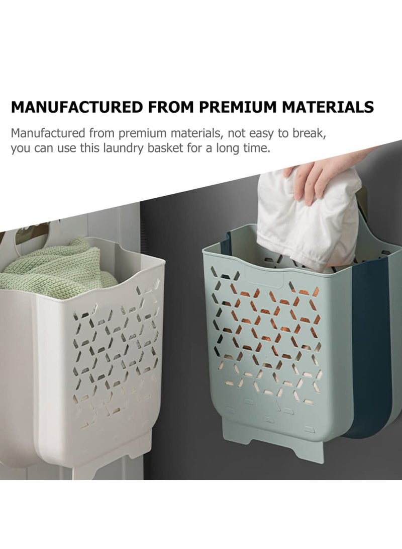 Collapsible Laundry Basket  Plastic Foldable Pop Up Laundry Hamper with Carry Handle Space  Laundry Hamper Waterproof Dirty Clothes Organizer Wastebasket  White