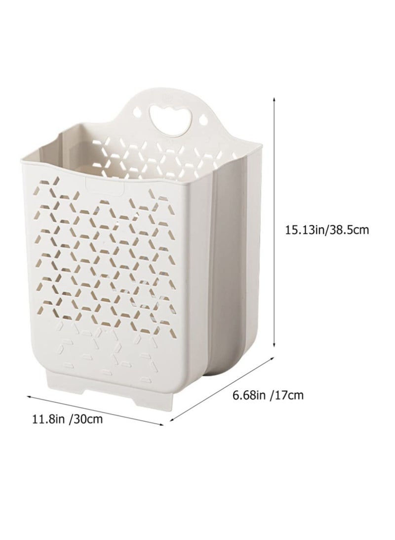 Collapsible Laundry Basket  Plastic Foldable Pop Up Laundry Hamper with Carry Handle Space  Laundry Hamper Waterproof Dirty Clothes Organizer Wastebasket  White