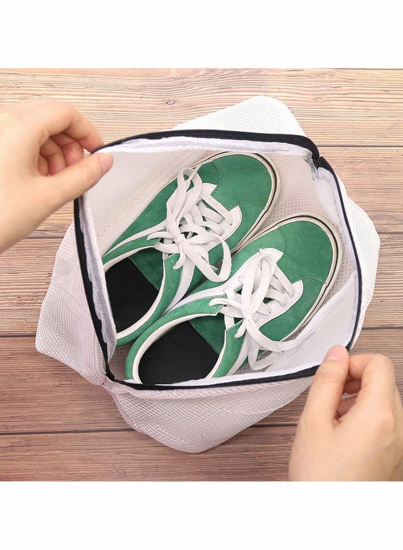 Shoe Wash Bags 3  Pieces Reusable Laundry Bag Mesh Washing Cleaning Bag with Zip Closure for Sneakers Socks Bras Fit up to Men’s Size 12 Travel Organization Bag Shoe Dryer (24CM*42CM)