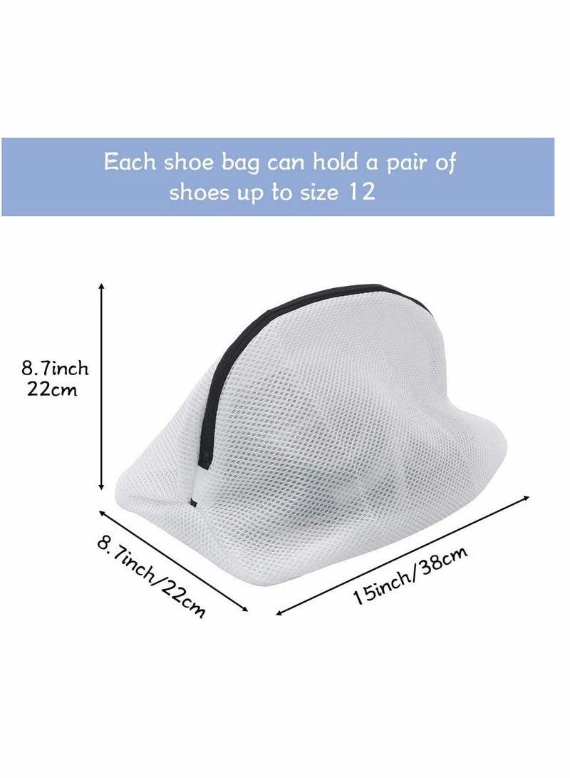 Shoe Wash Bags 3  Pieces Reusable Laundry Bag Mesh Washing Cleaning Bag with Zip Closure for Sneakers Socks Bras Fit up to Men’s Size 12 Travel Organization Bag Shoe Dryer (24CM*42CM)